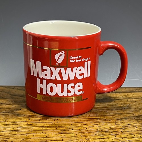 1980's Instant Maxwell House Coffee Cup Mug 8oz Red Made In England