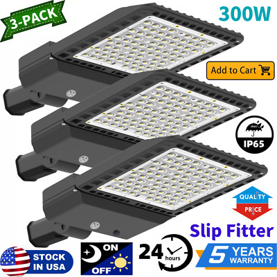3 Pack LED Parking Lot Light, 300W LED Shoebox Light with Dusk to Dawn Photocell