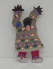 LIZTECH ARTISAN JEWELRY 1998 ESKIMO WOMAN DANCING  BROOCH PIN  VERY RARE