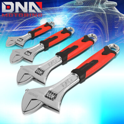 4PCS {6'' 8'' 10'' 12''} ADJUSTABLE WRENCH SPANNER W/RUBBER GRIPS PLUMBING REPAIR