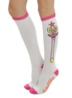 Sailor Moon Wand Knee High Socks Pink & White Free Ship Anime Trademark Sailor Moon Wand Knee High Socks Pink & White Free Ship Anime Trademark