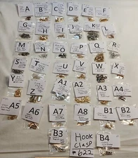 Vtg Quality Hook Clasp Jewelry Findings Repair Craft Necklace Brass Silver # 622