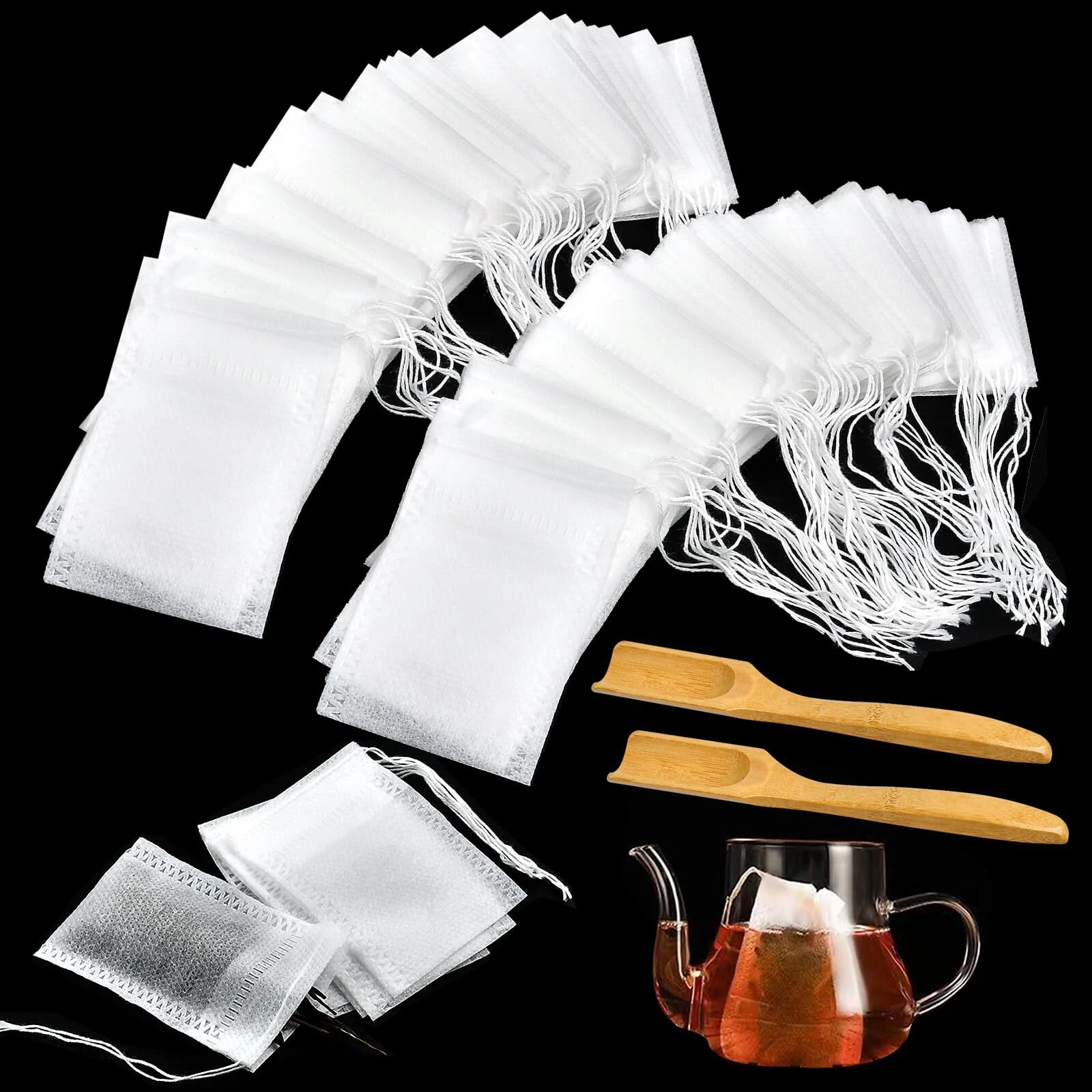 Paquete de 1000 bolsas de filtro de té desechables con cordón para hojas sueltas