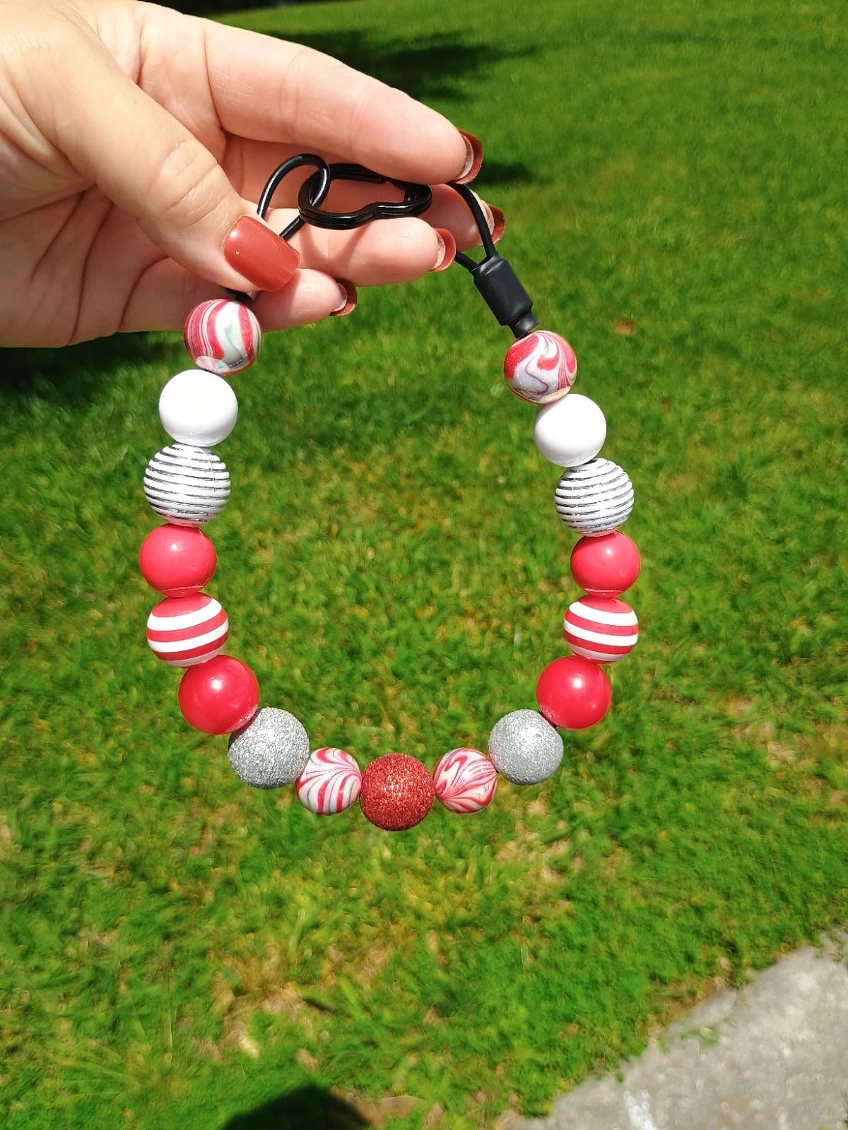 Custom Dog Necklace - Red Chunky Bead Pet Jewelry - Personalized with Name