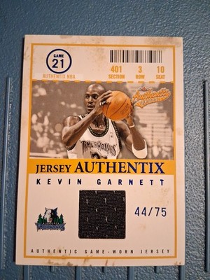 Kevin Garnett Game Worn Jersey 2004-05 Fleer Authentix Timberwolves 75 Limited P