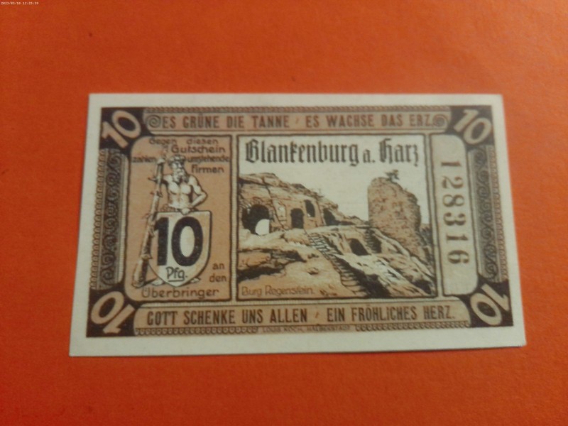 GLANFENBURG a. HARZ 10 PFENNIG NOTE