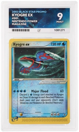 ACE 9 Kyogre ex 2003 POP 1- Black Star Promo - 001 - Nintendo Power Magazine