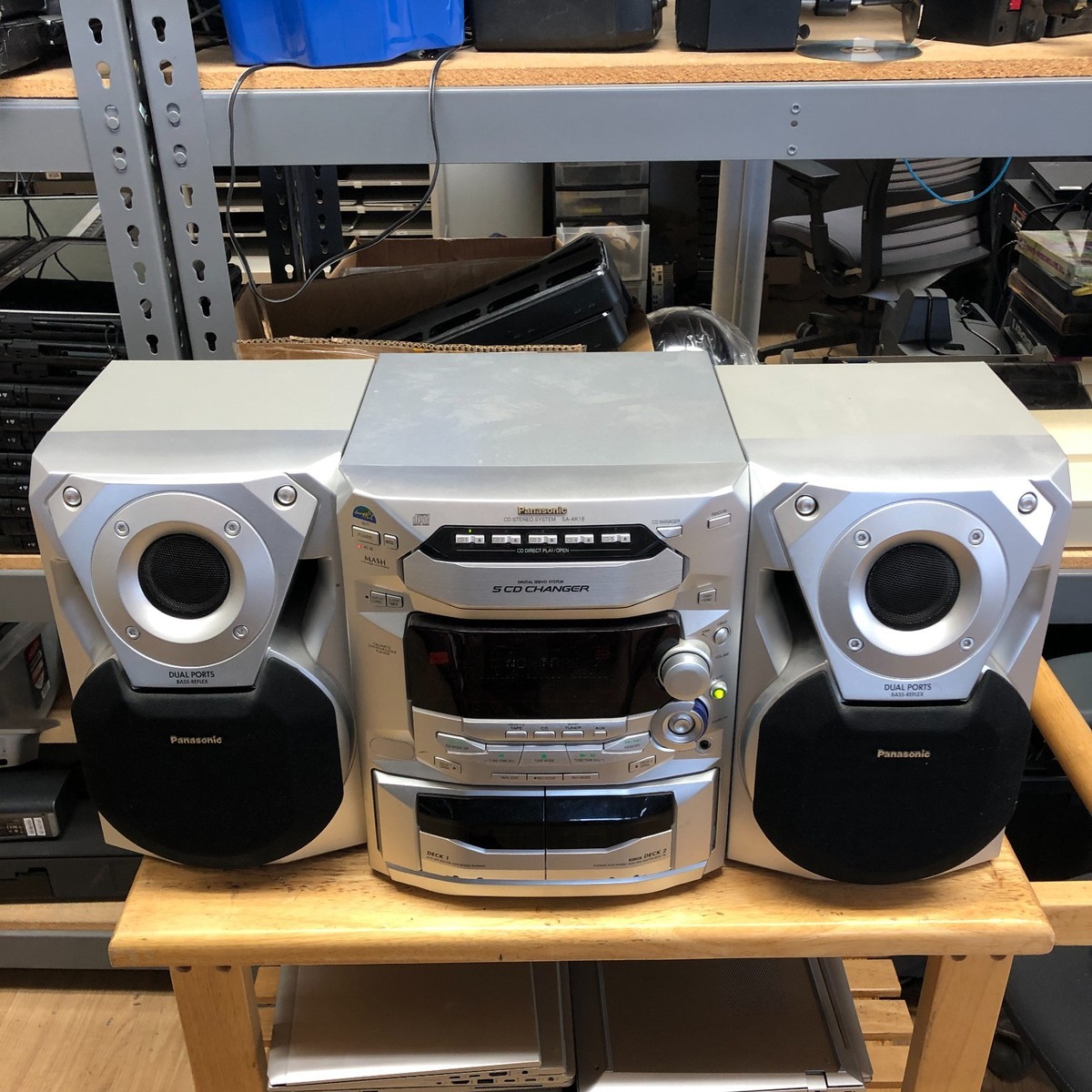 Panasonic SA-AK18 5-CD Stereo with Dual Cassette Deck and Tuner