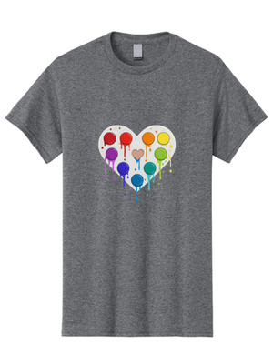 Heart-Paint-Palette Mens Graphic Tee, 100% Cotton, Casual Summer Wear