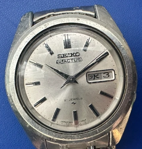 Seiko 5 Actus 7019-7060 Automatic Vintage Day-Date Watch w/ Bracelet Repair