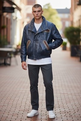 Vintage 80s B Podleyski Leather Bomber German Rind Nubuck  Men Size M/L  Jacket