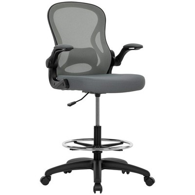 Vinsetto Zeichenstuhl, ergonomischer hoher Bürostuhl mit hochklappbaren Armlehnen, Netz