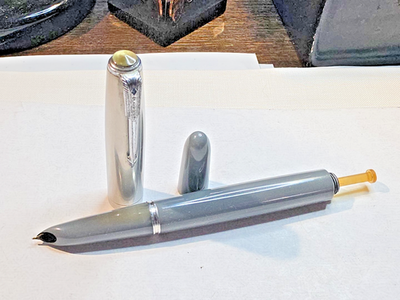 #ad Vtg. Parker 51 Vacumatic Fountain Pen Grey Diamond Clip 14k Gold Nib $125.80