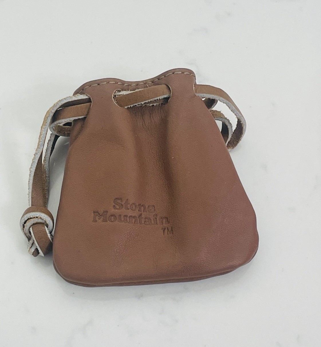Stone Mountain Brown Leather Drawstring Coin Pouch - image 5