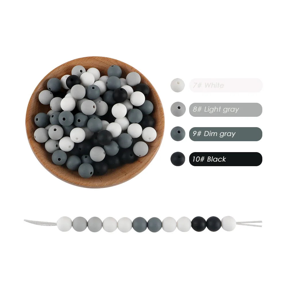 50Pcs/Lot Silicone Beads 9/12/15MM round Beads for Jewelry Making to Make Bracel
