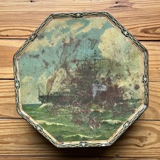 Vintage Loose-Wiles Biscuit Company Navy Ships USS Idaho Green Advertising Tin