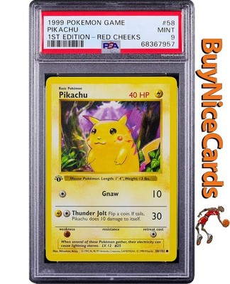 1999 Pikachu Rote Wangen 1. Edition #58/102 PSA 9 Mint