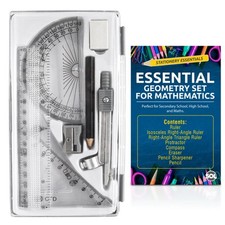 8-Piece Maths Geometry Set Compass Ruler Protractor Exam Case School Stationery