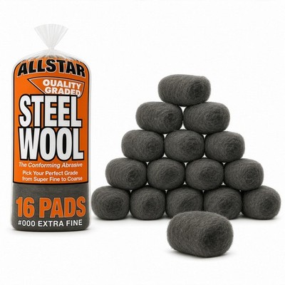 Hi-Tech 000 Extra Fine Steel Wool Pads (16 Pack)   Ultra-Fine Scratch-Free