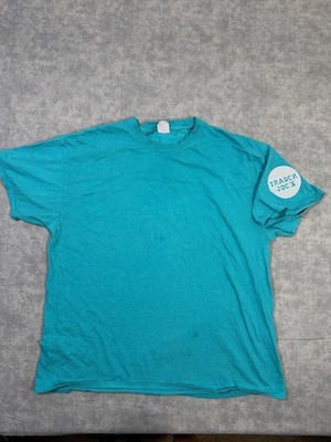 Trader Joe's Shirt Mens XL Blue Logo Graphic Tee Port & Company Back Print