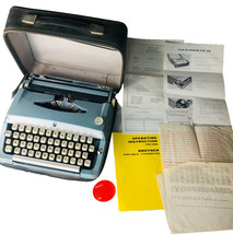 Typewriter 1970's Brother De Luxe Suitcase from Japan in Blue Vintage ra