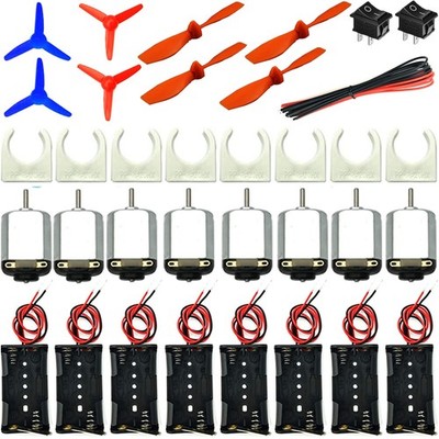 RUNCCI-YUN 8 Set DC Motors Kit?130 Micro DC Motor 1.5V-3V 15000 RPM+8 pcs AA