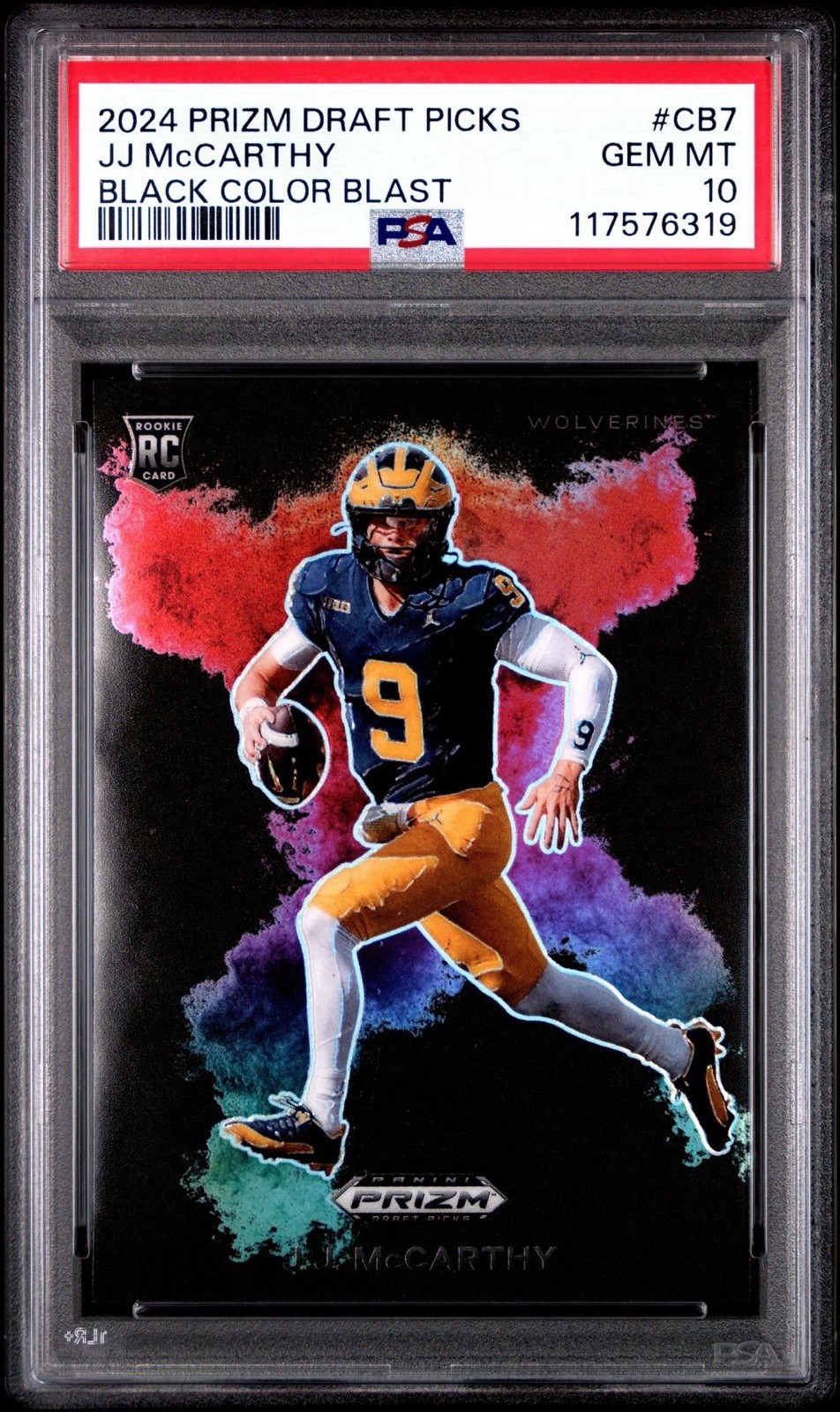 2024 Prizm Draft Picks Black Color Blast JJ McCarthy PSA 10 GEM MT Rookie RC