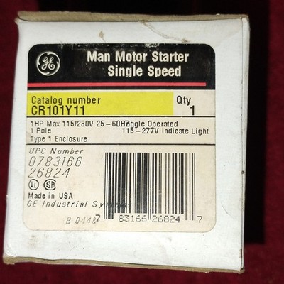 GE CR101Y11 Toggle Enclosed Motor Starter Single Speed NEMA Style