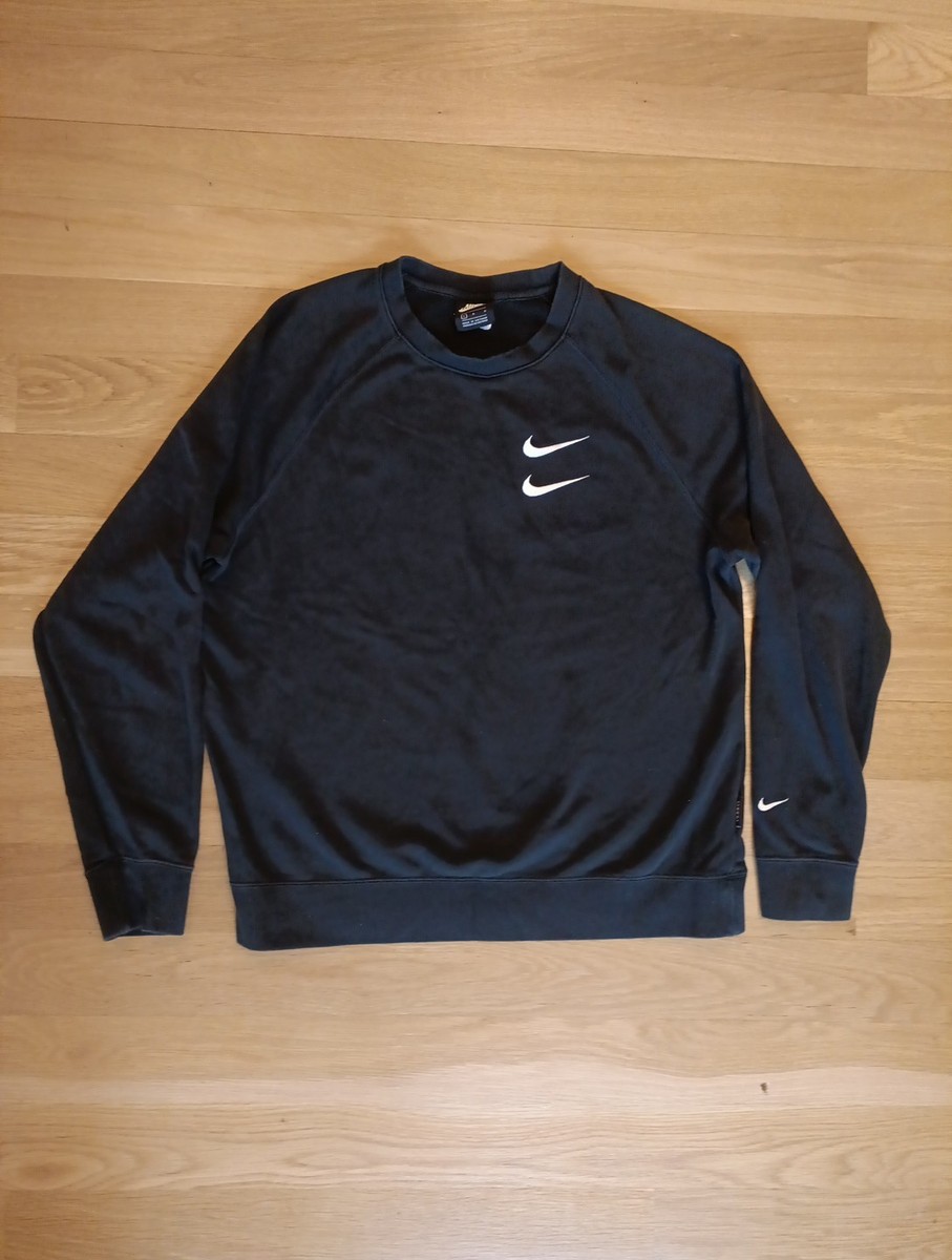 Rare Nike Goddess Double Swoosh Black Sweatshirt French Terry Mens
