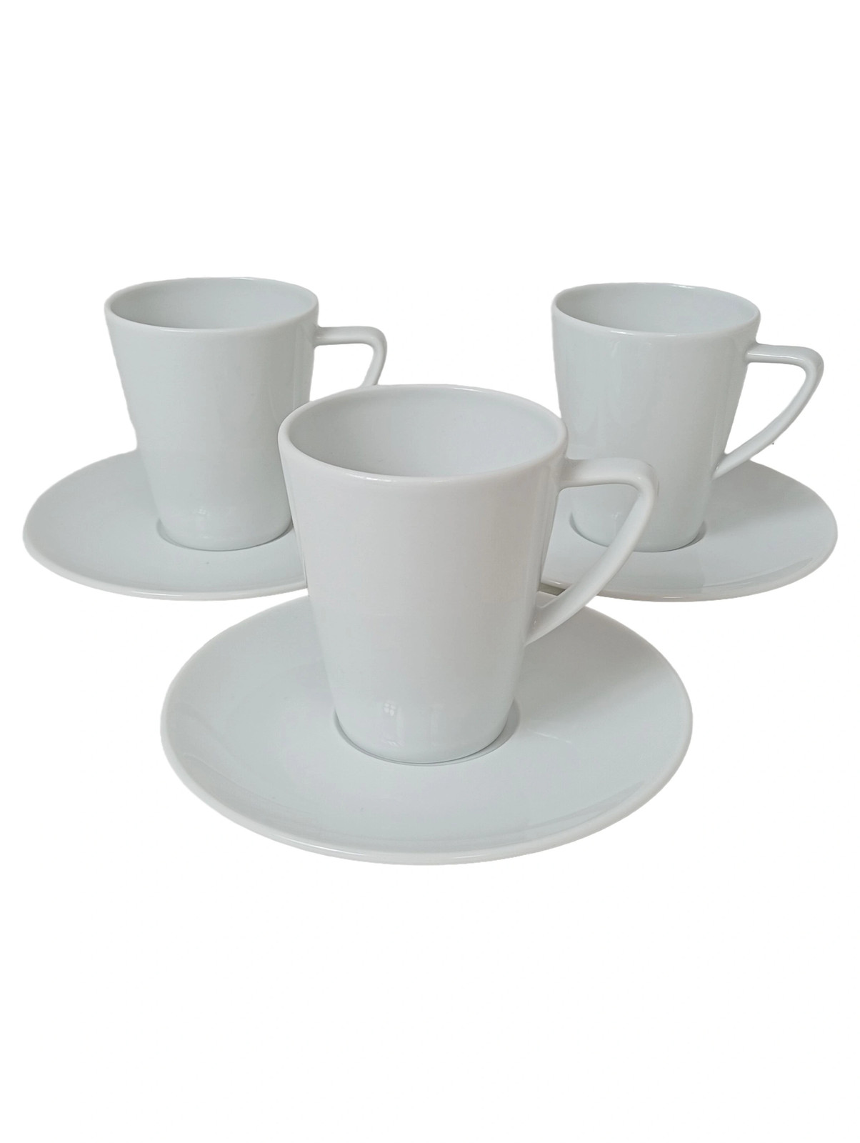 Bauscher Tasse mit Unterteller Set 6-teilig Porzellan Weiß
