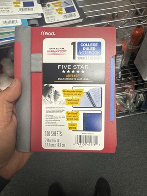 #ad #ad Mead Five Star Blue 2 Subject College Ruled Notebook 2 Movable Pockets 100 Pgs $14.99