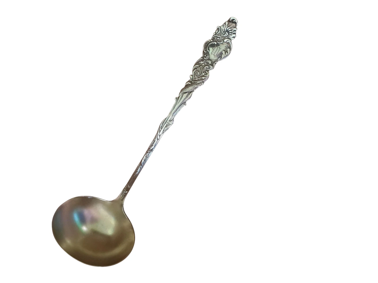 Columbia by Rogers Silverplate Soup Ladle Figural Sea Serpent Handle Made 1893