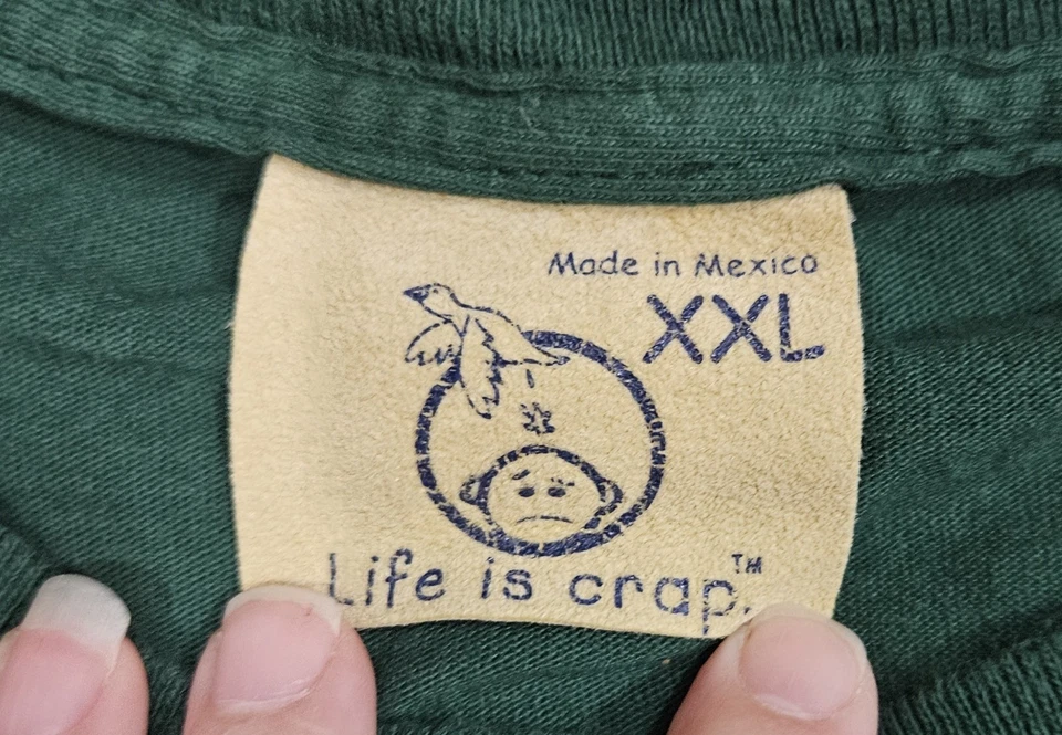 Camiseta LIFE is CRAP Verde Manga Corta Talla XXL Foto 3 de 4
