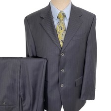 Chaps Suit Mens 38R Navy Blue Pinstripe Classic Career Party Wool