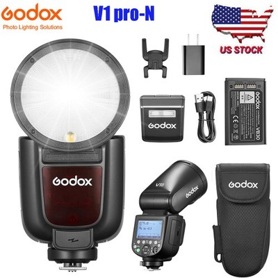 GODOX V1 Pro N 2.4G Li-ion Round Head Camera Speedlite 1/8000s Flash for Nikon