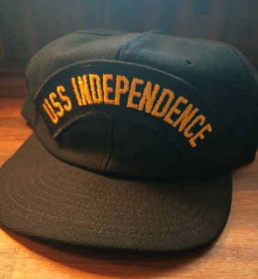 VTG USS Independence Snapback Hat - Black Adjustable Cap US Navy - Made In USA 