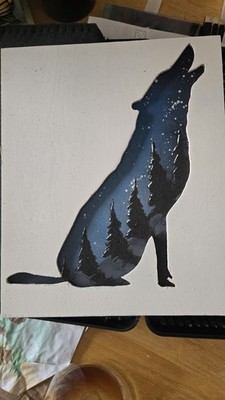 Wood Cutouts with paintings behind. Unique art pieces. Hand made by local artist