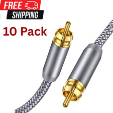 10 Pack Cable RCA Digital Coaxial Audio Cable Speaker Amplifier 16Ft New