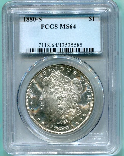 1880-S MORGAN SILVER DOLLAR S$1 PCGS MS64 MS-64 SAN FRANCISCO BEAUTIFUL Near GEM