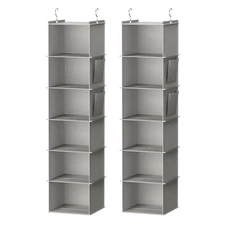 YOUDENOVA Hanging Closet Organizer, 6-Shelf Closet Hanging Storage Shelves, 2...