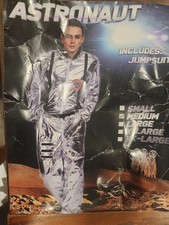    Underwraps Astronaut Silver Jumpsuit W/ Embroidered Patches - M 6-8 