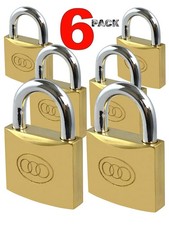 6 x Brass Padlock 32mm 38mm 50mm with 3 Keys luggage suitcase gym shed