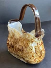 Murano Style Vintage Brown Blown Glass Sculpture Purse/Vase Vintage Glassware