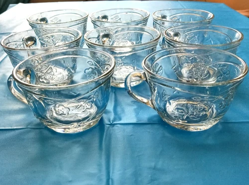 VTG Anchor Hocking SAVANNAH Clear Glass PUNCH CUPS Set Of 8 FAST SHIP