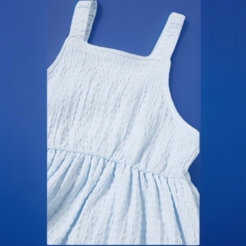 Zara Kids Girls Light Blue Textured Cut Out Sundress w/ Back Bow Size 13/14 - Picture 3 of 3