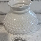 Vintage Hobnail Milk Glass Lamp Shade Ruffled Crimp Top White Replacement2 6.75"