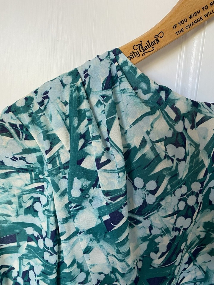 Whistles size 12, Silk Dress, green and navy blue eBay