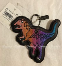 Coach 88779 Rexy Leather Hangtag Bag Charm Black Multicolor Glitter Ombre NWT