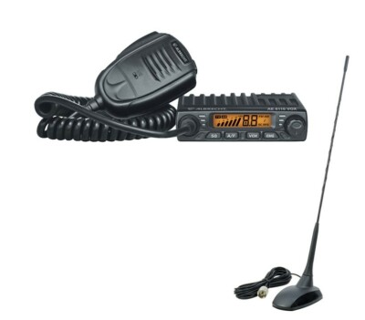 SET200802 Albrecht AE 6110 VOX Mini CB-Funkgerät m. Mag Antenne 16V Design