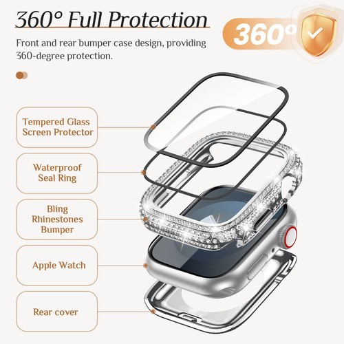 Coque Etui Etanche Diamant Protecteur d'écran pour Apple Watch Series 10-1/Ultra - Photo 52 sur 70